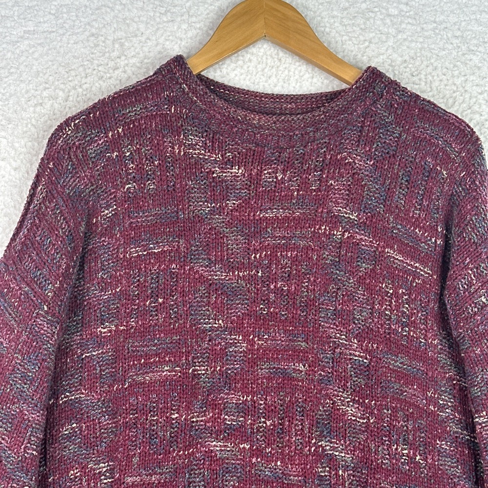 Vintage 90s Thane Sweater Mens L Marled Knit Textured Crewneck USA Grandpa Core - Picture 2 of 5